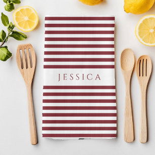 Moderne Bourgogne gestreept patroon naam Theedoek