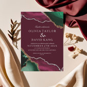 Moderne Bourgogne & Groene Agaat bruiloft Kaart