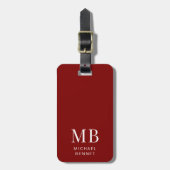 Moderne Bourgogne Monogram Bagagelabel (Voorkant verticaal)