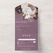 Moderne Bourgogne & Witte Pioenen & Rozen Geen Din All In One Uitnodiging (Binnen)