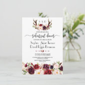 Moderne Bourgondië Florale Geweien Oefenavondmaal Kaart (Staand voorkant)