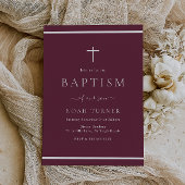 Moderne Bourgondië Maroon Doop Witte Rand Kaart