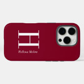 Moderne Bourgondië Monogram Naam Case-Mate iPhone Case (Achterkant (horizontaal))
