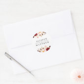 Moderne Bourgondische bloemenbruiloft sticker (Envelop)