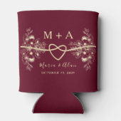 Moderne Bourgondische bruiloft gunst Blikjeskoeler (Achterkant)