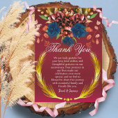 Moderne Bourgondische Floral Wedding Jubileum Part Bedankkaart