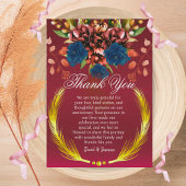 Moderne Bourgondische Floral Wedding Jubileum Part Bedankkaart