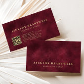 Moderne Bourgondische Folie textuur QR-code Visitekaartje