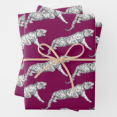 Moderne Bourgondische grijze tijger Inpakpapier Vel (In situ)