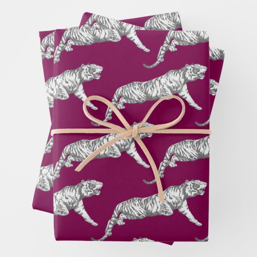 Moderne Bourgondische grijze tijger Inpakpapier Vel (In situ)