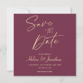 Moderne Bourgondische minimalistische elegante bru Save The Date (Voorkant)