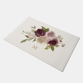 Moderne Bourgondische roze bloemige Waterverf Mono Deurmat (Schuin)