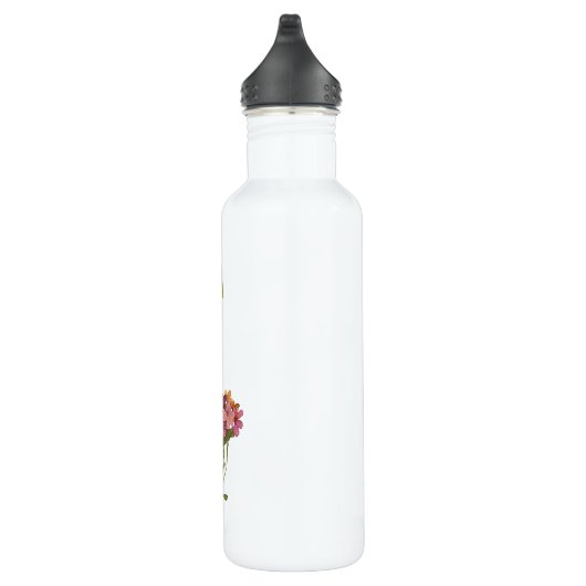 Moderne Bourgondische roze bloemige Waterverf Mono Waterfles (Rechts)