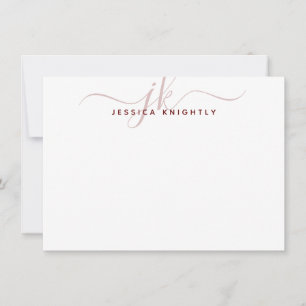 Moderne Bourgondische Script Monogram Initialen Notitiekaartje