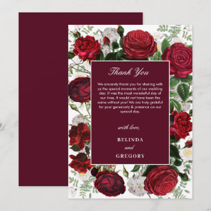 Moderne Bourgondische Waterverf Elegante bruiloft Bedankkaart