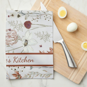 Moderne Bourgondische Wilde Bloemen   Elegante Boh Theedoek