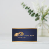 Moderne Bouw Handyman Carpenter Roof Gold Visitekaartje (Staand voorkant)