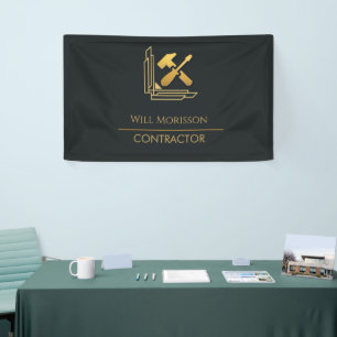 Moderne Bouwconstructie Goud & Zwart Spandoek