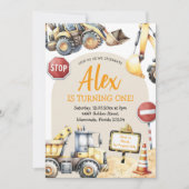 Moderne bouwjongen eerste verjaardag kaart (Voorkant)