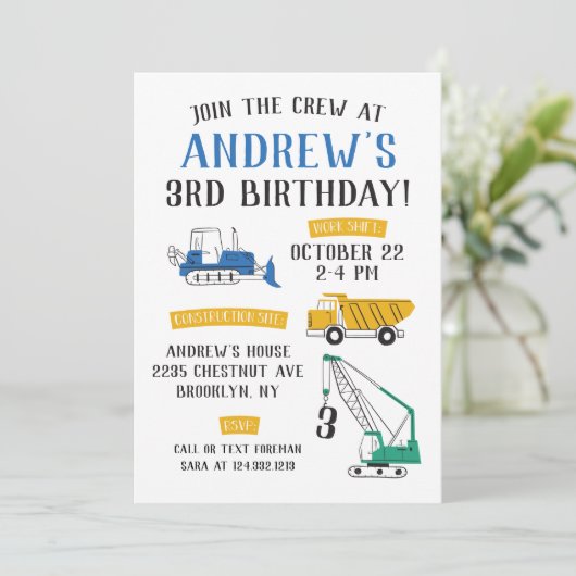 Moderne bouwplaats - uitnodiging op zaterdag (Staand voorkant)