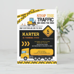 Moderne bouwstenen vrachtwagenfeest kaart