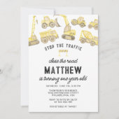 Moderne Bouwtruck Eerste Verjaardag Kaart (Voorkant)