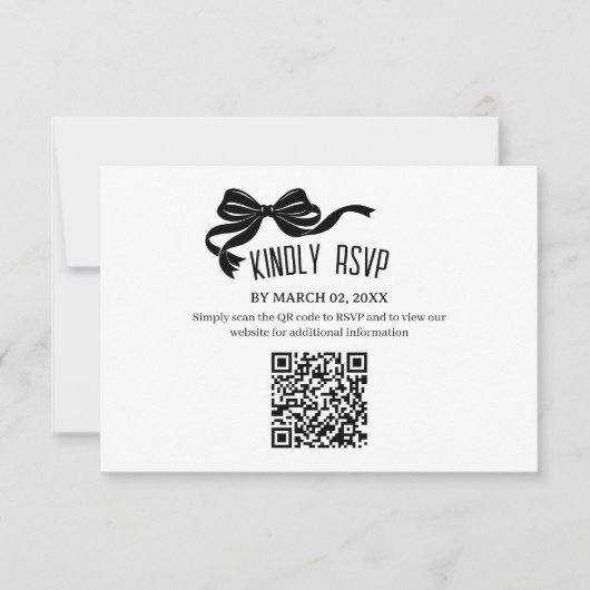 Moderne Bow RSVP kaart met QR code  (Voorkant)