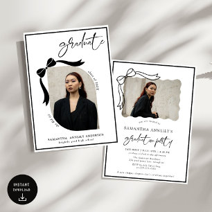 Moderne Bow Script Foto Afstudeerfeest Kaart