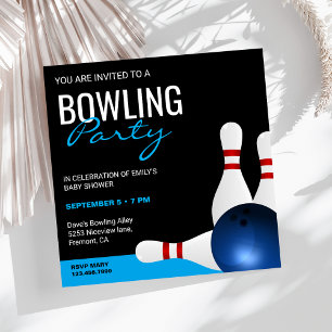 Moderne Bowling Baby Shower Kaart