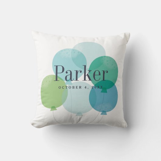 Moderne boys Blue Balloon Bunch Rainbow Kinderen Kussen (Voorkant)