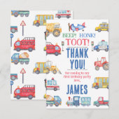 Moderne Boys Transport Carte de remerciements d'an (Devant / Derrière)