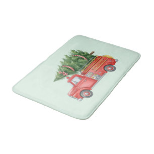 Moderne brandweerman Kerst brandweerwagen Badmat