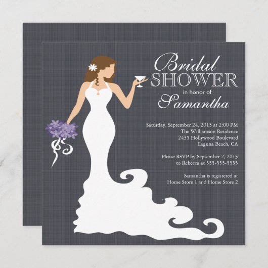 Moderne Bride Wine Bridal Shower Invitations Kaart (Voorkant / Achterkant)
