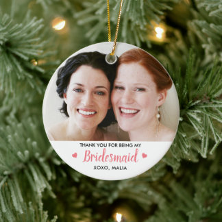 Moderne Bridesmaid foto gepersonaliseerd Keramisch Ornament