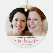 Moderne Bridesmaid foto gepersonaliseerd Keramisch Ornament (Voorkant)