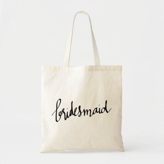 Moderne Bridesmaid Script Typografie Tote Bag (Voorkant)