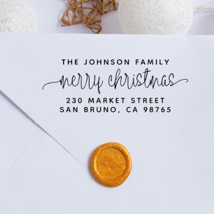 Moderne briefing voor vrolijk kerstfeest en famili  zelfinktende stempel
