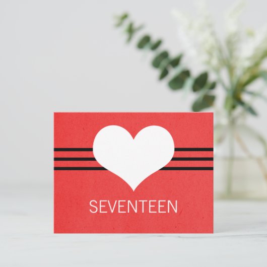 Moderne Briefkaart harttabel, rood (Staand voorkant)