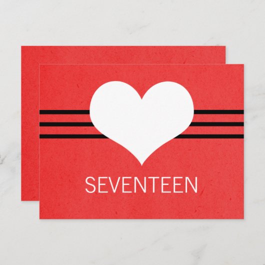 Moderne Briefkaart harttabel, rood (Voorkant / Achterkant)