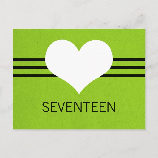 Moderne Briefkaart voor hartafeldnummers, groen (Voorkant)
