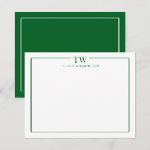 Moderne briefpapier met lichte groene rand en twee notitiekaartje