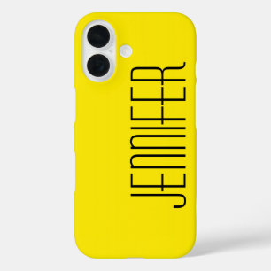 Moderne, Bright Warm Geel, persoonlijke grootnaam iPhone 16 Hoesje
