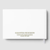 Moderne brillant blanc 3-Photo Graduation (Verso)