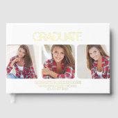 Moderne brillant blanc 3-Photo Graduation (Recto)