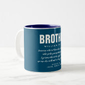 Moderne broer quote koel blauw tweekleurige koffiemok (Voorkant links)