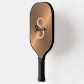 Moderne Bronze Gold Metallic Monogram Naam Mannen  Pickleball Paddle (Links)