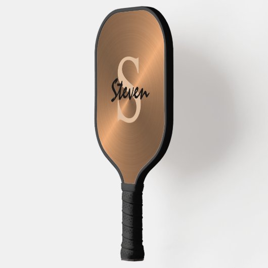 Moderne Bronze Gold Metallic Monogram Naam Mannen  Pickleball Paddle (Links)