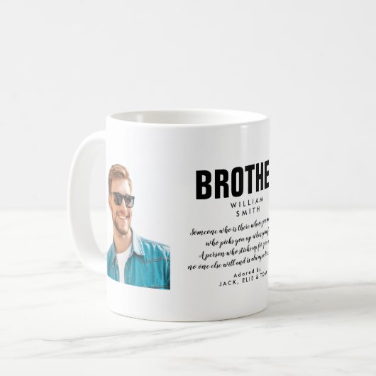 Moderne Brother Quote Photo Coffee Mok (Voorkant links)