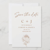 Moderne Brown Line Floral Enregistrer La Carte Dat (Devant)