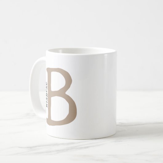 Moderne Brown Monogramme Initiale & Nom Café Mug (Devant gauche)